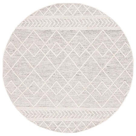 Safavieh 6 x 6 ft. Round Natural Rug; Ivory & Black NAT339A-6R